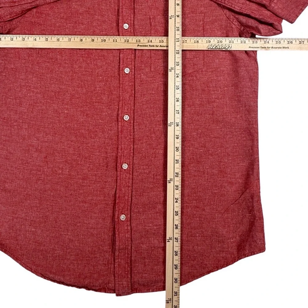 Banana Republic Red Linen Standard Fit Button Down Shirt Long Sleeve Mens Large